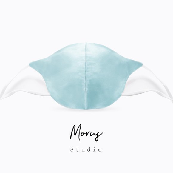 Morus Studio Accessories - 100% Mulberry Silk Face Mask, Washable, Blue